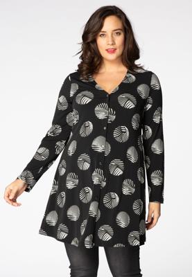 Yoek Cardigan DOT | Zwart | Maat Plus