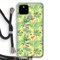 Flamingo party: Pixel 5 Transparant Hoesje met koord