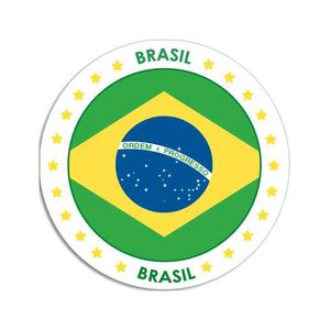 Ronde Brazilie sticker 15 cm landen decoratie   -