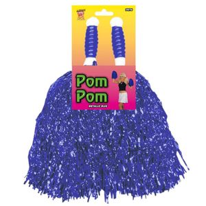 2x Stuks cheerball/pompom blauw met stokgreep 30 cm