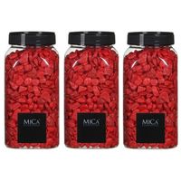 3x Decoratie/hobby steentjes rood 650 ml