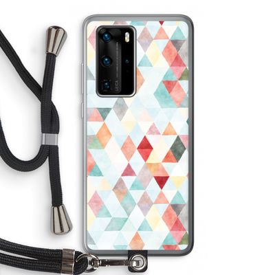 Gekleurde driehoekjes pastel: Huawei P40 Pro Transparant Hoesje met koord