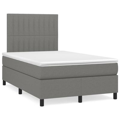 Boxspring met matras en LED stof donkergrijs 120x190 cm