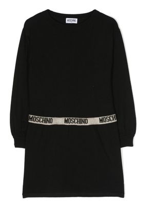 Moschino Kids robe à bande logo - Noir