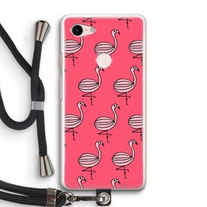 Flamingo: Pixel 3 Transparant Hoesje met koord