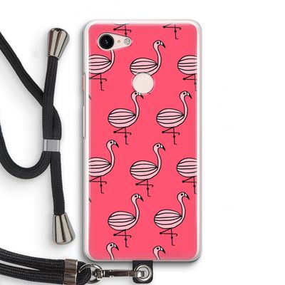 Flamingo: Pixel 3 Transparant Hoesje met koord