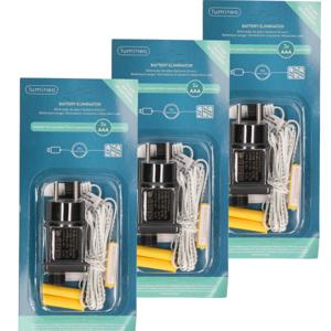 Adapter batterijvervanger - 3x stuks - AAA batterijen - 300 cm snoer - IP20