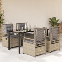5-delige Tuinset met kussens poly rattan beige
