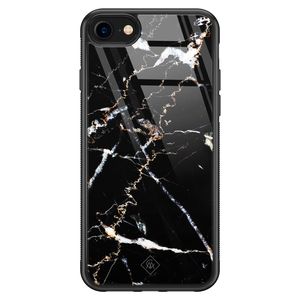 iPhone 8/7 glazen hardcase - Marmer zwart