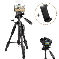 MOJOGEAR 140cm Camera en Telefoon Statief met Premium Telefoonhouder