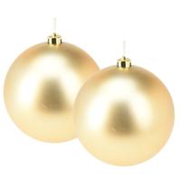 Grote decoratie kerstballen - 2x - goud - 18 cm - kunststof - mat - kerstversiering