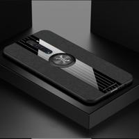 Voor OPPO Reno 2 XINLI stiksels doek Textue schokbestendig TPU beschermhoes met ring houder (zwart)