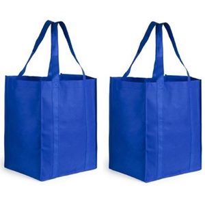 2x Boodschappen tas/shopper blauw 38 cm