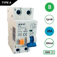 SEP Aardlekautomaat 20A B Kar 300mA 2 polig 36mm RCM2 Kema Keur 230V automaat en aardlek in een
