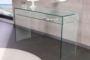 Design consoletafel FANTOME 100cm transparant glas met plank - 43437