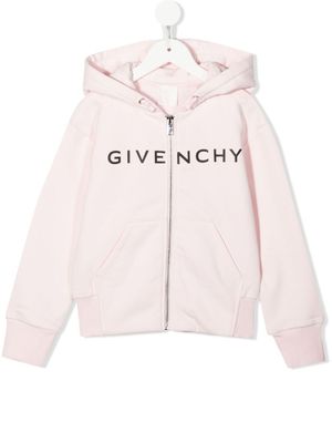 Givenchy Kids hoodie zippé à logo imprimé - Rose