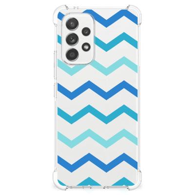 Samsung Galaxy A53 5G Doorzichtige Silicone Hoesje Zigzag Blauw Samsung Galaxy A53 5G Doorzichtige Silicone Hoesje Zigzag Blauw