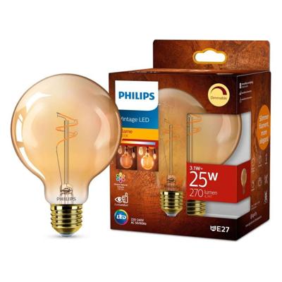 Philips Vintage LED Dimbare Globe G95 E27 60W Amberkleurig Glas