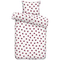 Leen Bakker - Dekbedovertrek Wies - Wit/rood - 140x200/220 Cm - Katoen - Rood#Wit