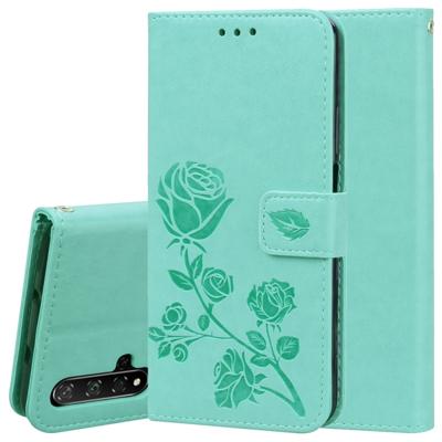 Rose reliëf horizontale Flip PU lederen draagtas met houder & kaartsleuven & portemonnee voor Huawei Honor 20 (groen)