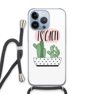 I love cacti: iPhone 13 Pro Transparant Hoesje met koord