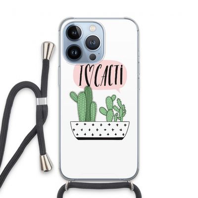 I love cacti: iPhone 13 Pro Transparant Hoesje met koord