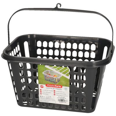 Plasticforte Knijpermandje - zwart - 20x25x14 cm - wasknijper mandje - kunststof