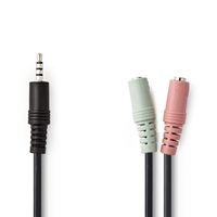 Nedis Stereo-Audiokabel | 3,5 mm Male | 2x 3,5 mm Female | 0.2 m | 1 stuks - CAGP22150BK02 CAGP22150BK02