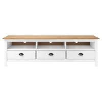 The Living Store Hill TV-meubel - Hout - 158 x 40 x 47 cm - Wit/Honingbruin