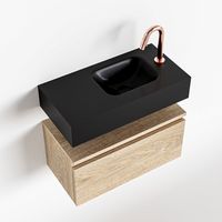 Toiletmeubel Mondiaz Andor | 60 cm | Meubelkleur Washed oak | Lex vrijhangend wastafel Urban Rechts | 1 kraangat