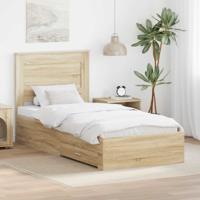 Bedframe met lade met hoofdeinde met opslag Bewerkt hout