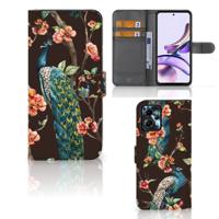 Motorola Moto G13 | G23 | Telefoonhoesje | Met pasjeshouder | Pauw met Bloemen