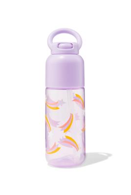 051 Waterfles Met Rietje Sterren 300ml (paars)