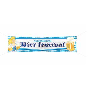 Beierse/Bayern print mega vlag/straatbanier met bier 40 x 180 cm feestversiering   -