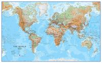 Wereldkaart 69H Natuurkundig, 136 x 84 cm | Maps International - thumbnail