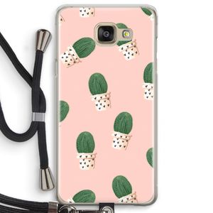 Cactusprint roze: Samsung Galaxy A5 (2016) Transparant Hoesje met koord