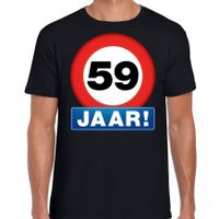 Stopbord 59 jaar verjaardag t-shirt zwart voor heren