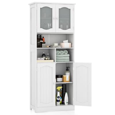 148,5 cm Hoge Opbergkast Vrijstaande Hoge Kast Matglazen Deuren Planken voor Badkamer Keuken Woonkamer Eetkamer Kantoor