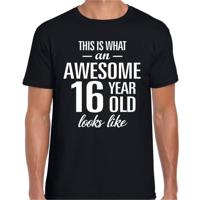 Awesome 16 year - 16 jaar cadeau - t-shirt - zwart - heren - verjaardag