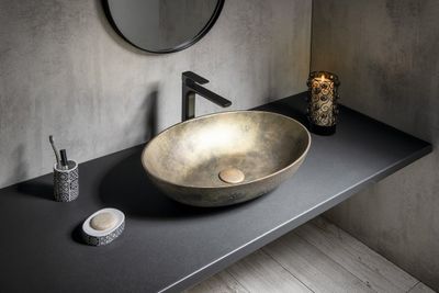 Sapho Formigo betonnen wastafel goud 60x14x40cm Sapho Formigo betonnen wastafel goud 60x14x40cm