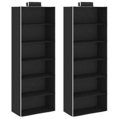 VidaXL Kledingorganisers hangend 2 st met 6 schappen stof