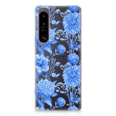TPU Case voor Sony Xperia 1 IV Flowers Blue TPU Case voor Sony Xperia 1 IV Flowers Blue