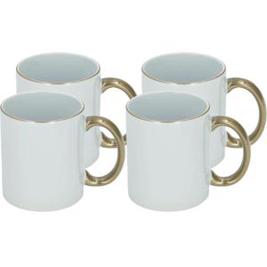 Koffiemok - 4x - wit/goud - keramiek - 300 ml