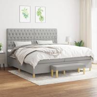 Boxspring met matras stof lichtgrijs 200x200 cm