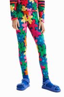 Slim fit legging met bloemenprint - BLUE - L