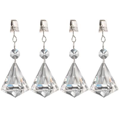 Tafelkleedgewichtjes kristallen - 4x - diamant vorm - glas - tafelkleed hangers