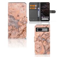 Google Pixel 7A | Bookcase | Marmer Oranje Google Pixel 7A | Bookcase | Marmer Oranje