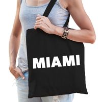 Katoenen Florida/USA/wereldstad tasje Miami zwart - thumbnail