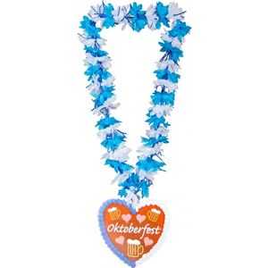 Bierfeest bloemenketting blauw/wit met hart   -