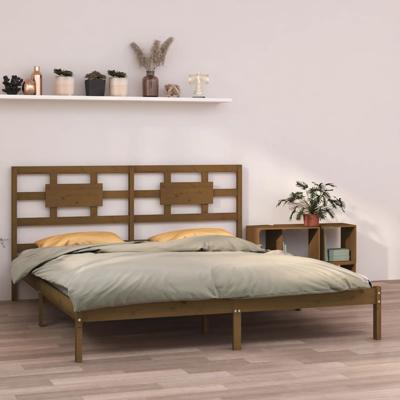 Bedframe massief hout honingbruin 200x200 cm